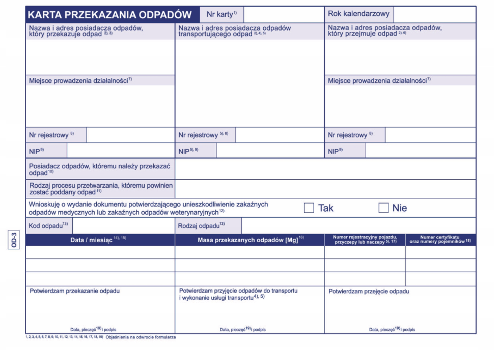 Karta Przekazania Odpadów — przykład dokumentu BDO